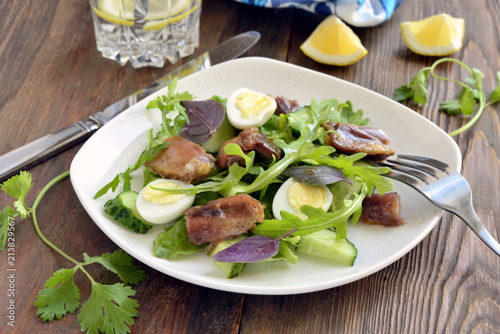 Chicken and vegetable salad with quail eggs Chicken and vegetable salad with quail eggs