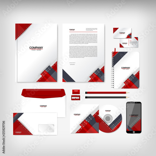 Corporate identity template with line and stripes design for Business stationery