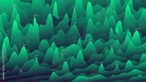 Vector chart of financial wave statistics, Layered curve business presentations