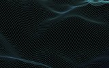 Abstract landscape on a dark background. Cyberspace green grid. Hi-tech network. 3D illustration