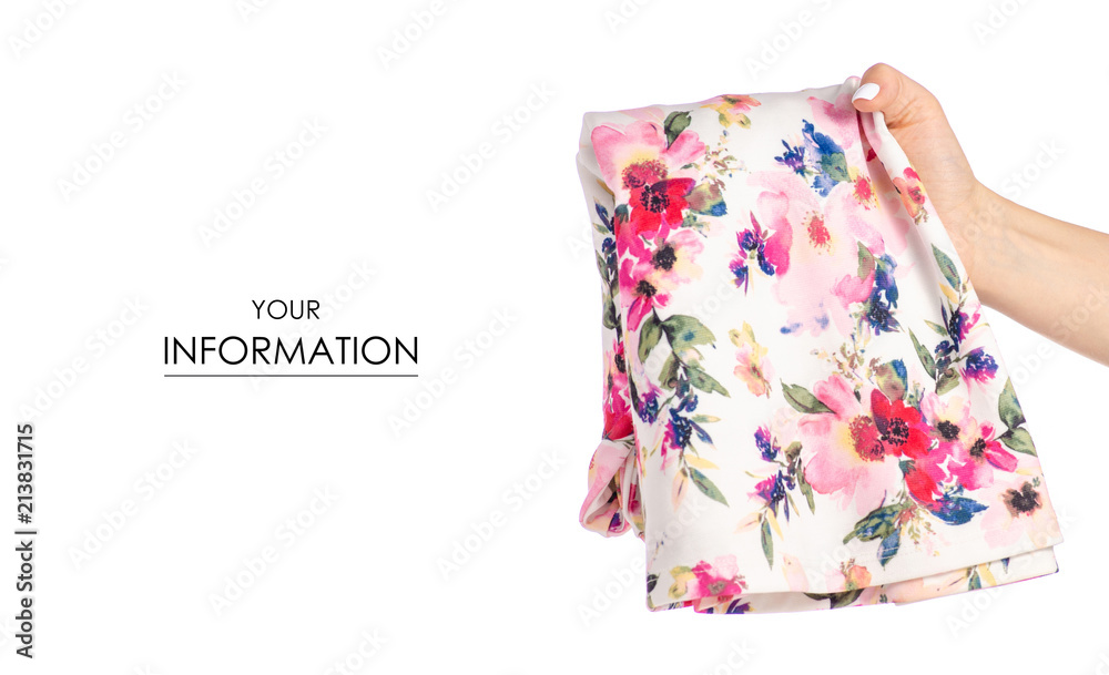 A floral cloth dress in hand pattern on white background isolation