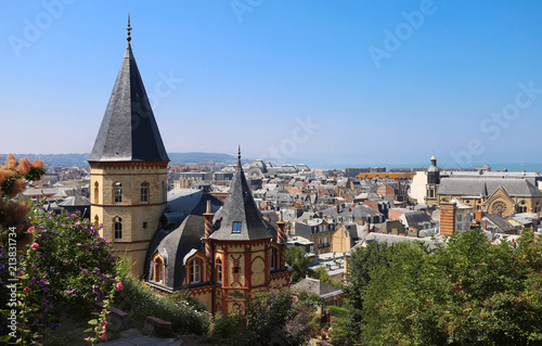 The view on roofs of Trouville city in Normandy