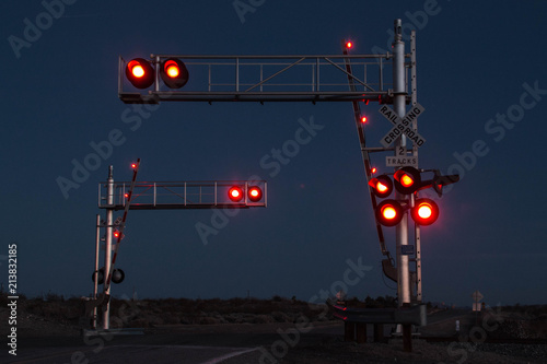 Red Lights at Railroad Crossing