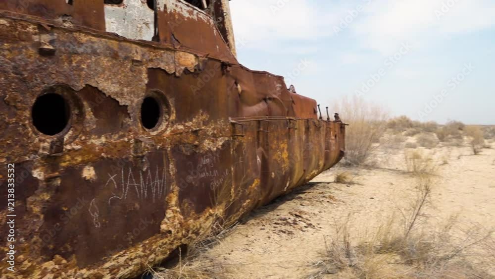 A scenic shot shipwreck from the Aral Lake. A scenic shot shipwreck from the Aral Lake.