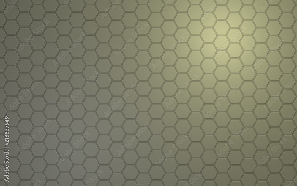 Honeycomb with color lighting, on a gray background. Perspective view on polygon look like honeycomb. Isometric geometry. 3D illustration Honeycomb with color lighting, on a gray background. Perspective view on polygon look like honeycomb. Isometric geometry. 3D illustration