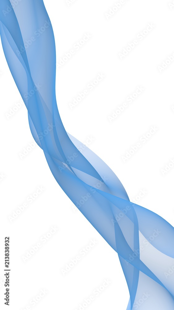 Abstract blue wave. Blue scarf. Bright blue ribbon on white background. Abstract smoke. Raster air background. Vertical image orientation. 3D illustration Abstract blue wave. Blue scarf. Bright blue ribbon on white background. Abstract smoke. Raster air background. Vertical image orientation. 3D illustration
