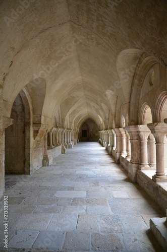 INTÉRIEUR DU CLOÎTRE DE L'ABBAYE DE FONTENAY (12 éme Siècle) Cote d'Or BOURGOGNE FRANCE 