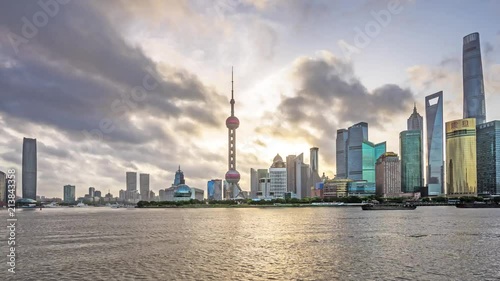 timelapse of panoramic city skyline in shanghai china