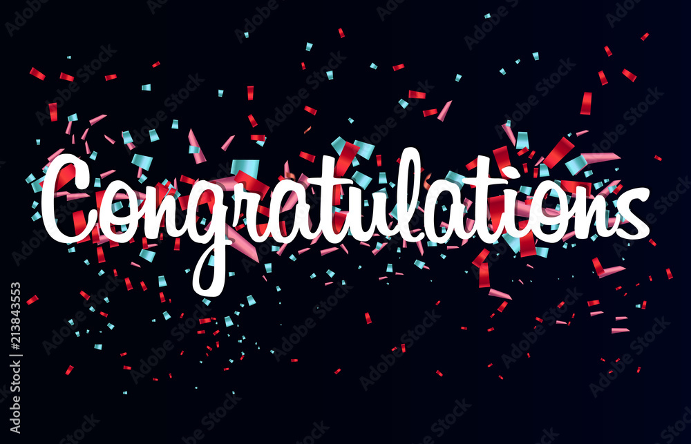 Colorful Congratulations banner , isolated on transparent background ...