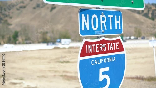 freeway entrance sign with california interstate 5 directions