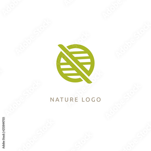 Abstract green leaf logo vector design. Environmental protection, ecology, healthy eating, Botanical Garden, park, forest, farm, agriculture vector sign.