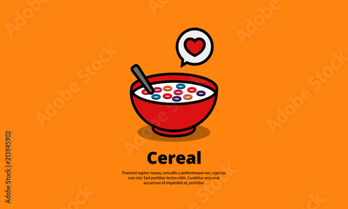 Cereal Bowl with Smiley Face Vector Illustration 