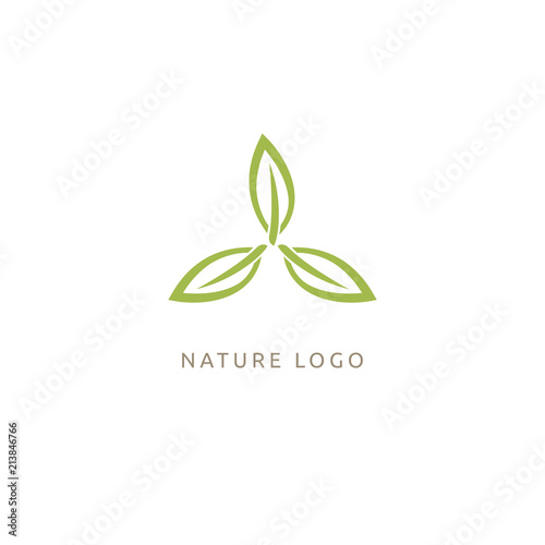 Abstract green leaf logo vector design. Environmental protection, ecology, healthy eating, Botanical Garden, park, forest, farm, agriculture vector sign.