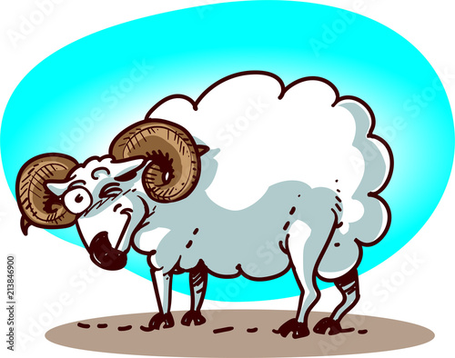 cartoon ram has blink to us funny vector illustration 