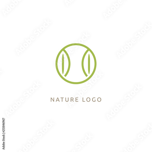 Abstract green leaf logo vector design. Environmental protection, ecology, healthy eating, Botanical Garden, park, forest, farm, agriculture vector sign.
