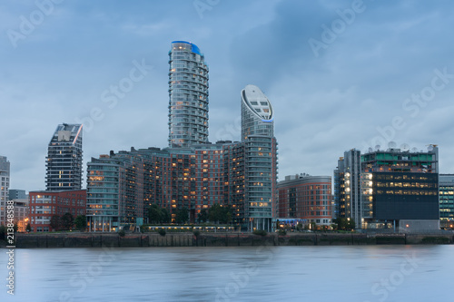 Residential buildings in Canary Wharf in London  England.