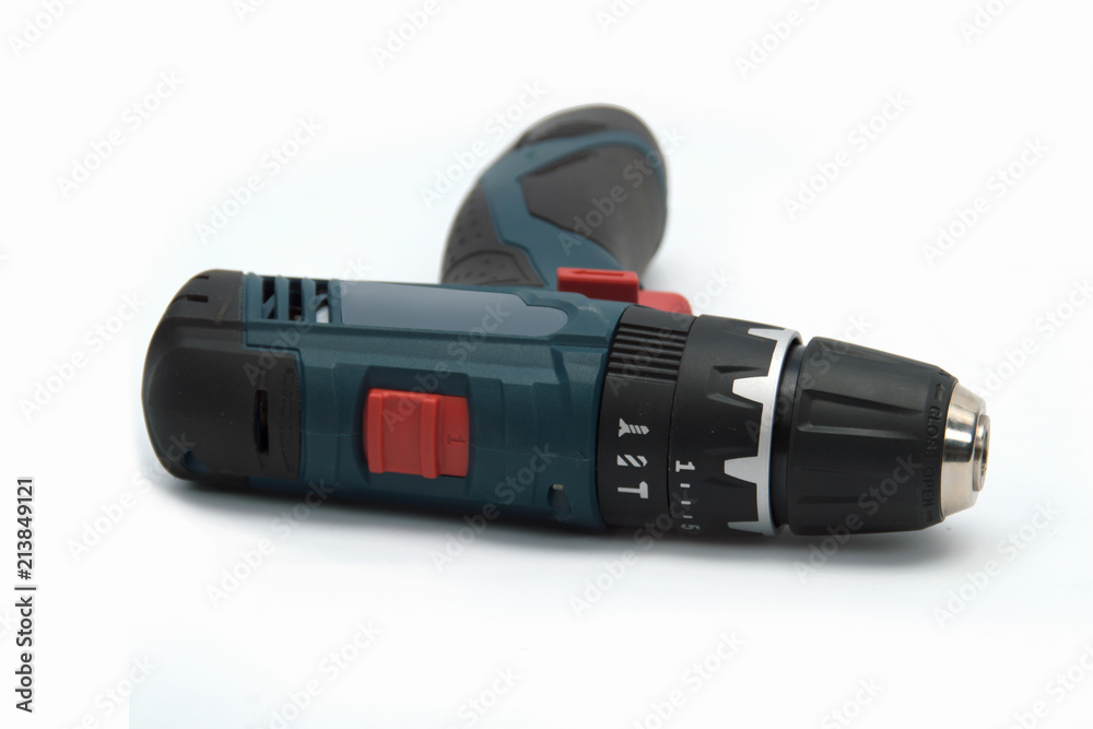 Cordless drill tools, isolated on a white background Cordless drill tools, isolated on a white background
