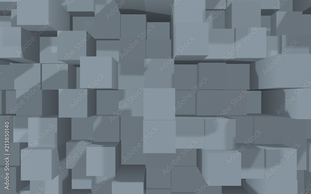 Abstract gray elegant cube geometric background. Chaotically advanced rectangular bars. 3D Rendering, 3D illustration Abstract gray elegant cube geometric background. Chaotically advanced rectangular bars. 3D Rendering, 3D illustration