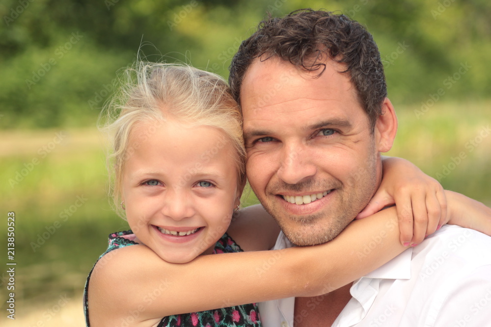 Fototapeta premium Father and daughter outside