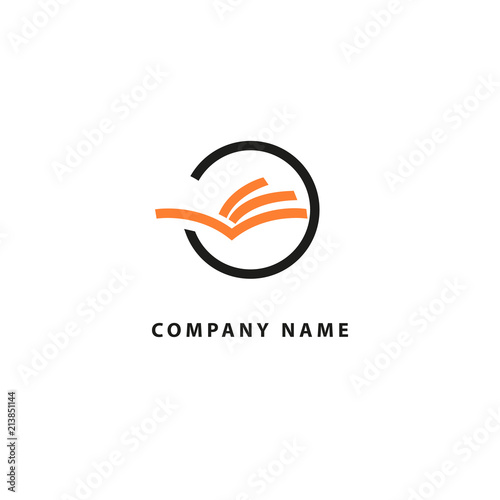Vector open book logo. Education concept for design template. School, university, college icon.