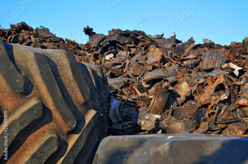 Recycled tires grinded into pices photo