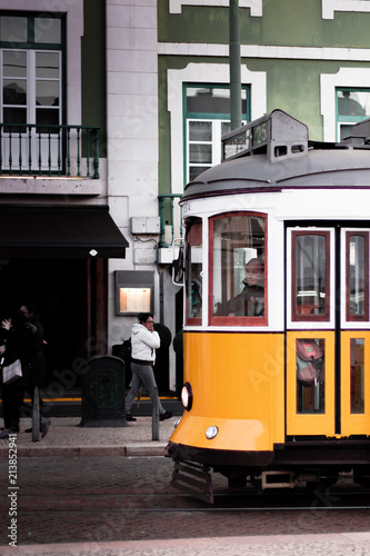 Classic old tram in Lisbon