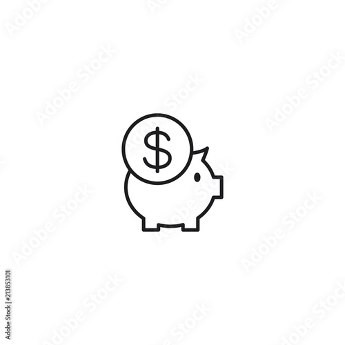 line piggy money box icon on white background