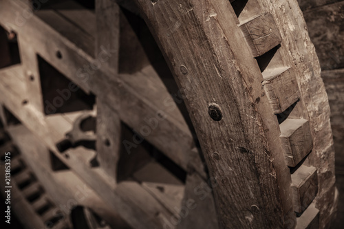 Old wooden gear. Windmills details