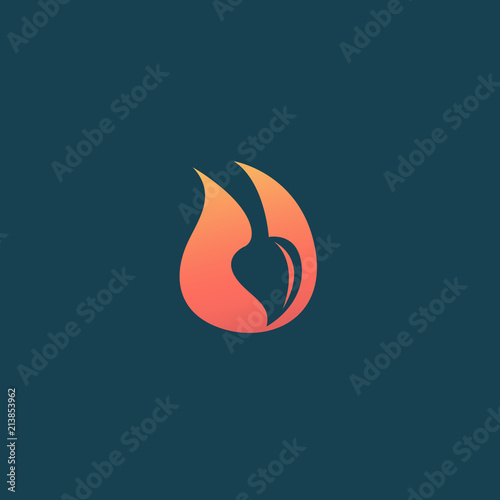 Logo brush for design template. Modern paint vector element. Art, paint, inspiration, creative agency logotype.