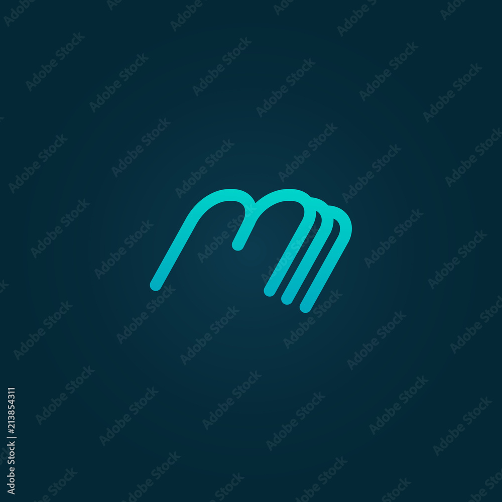 Monogram design elements, graceful template. Calligraphic elegant logo design. M logo. M line art monogram. Letter M on a dark background.