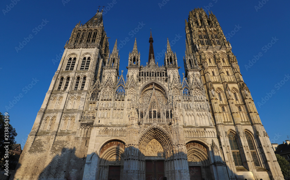 Famous Notre-Dame de Rouen cathedral at sunny day, Rouen, France