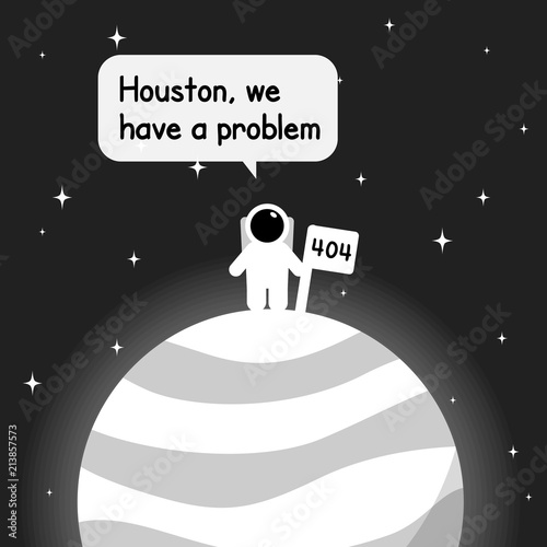 Error 404 Astronaut standing on the planet - isolated vector illustration