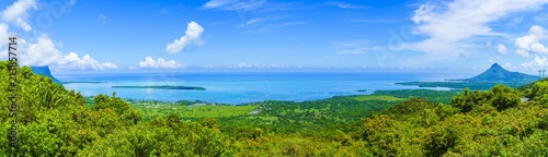 Panorama of the south coast of Mauritius island, Africa