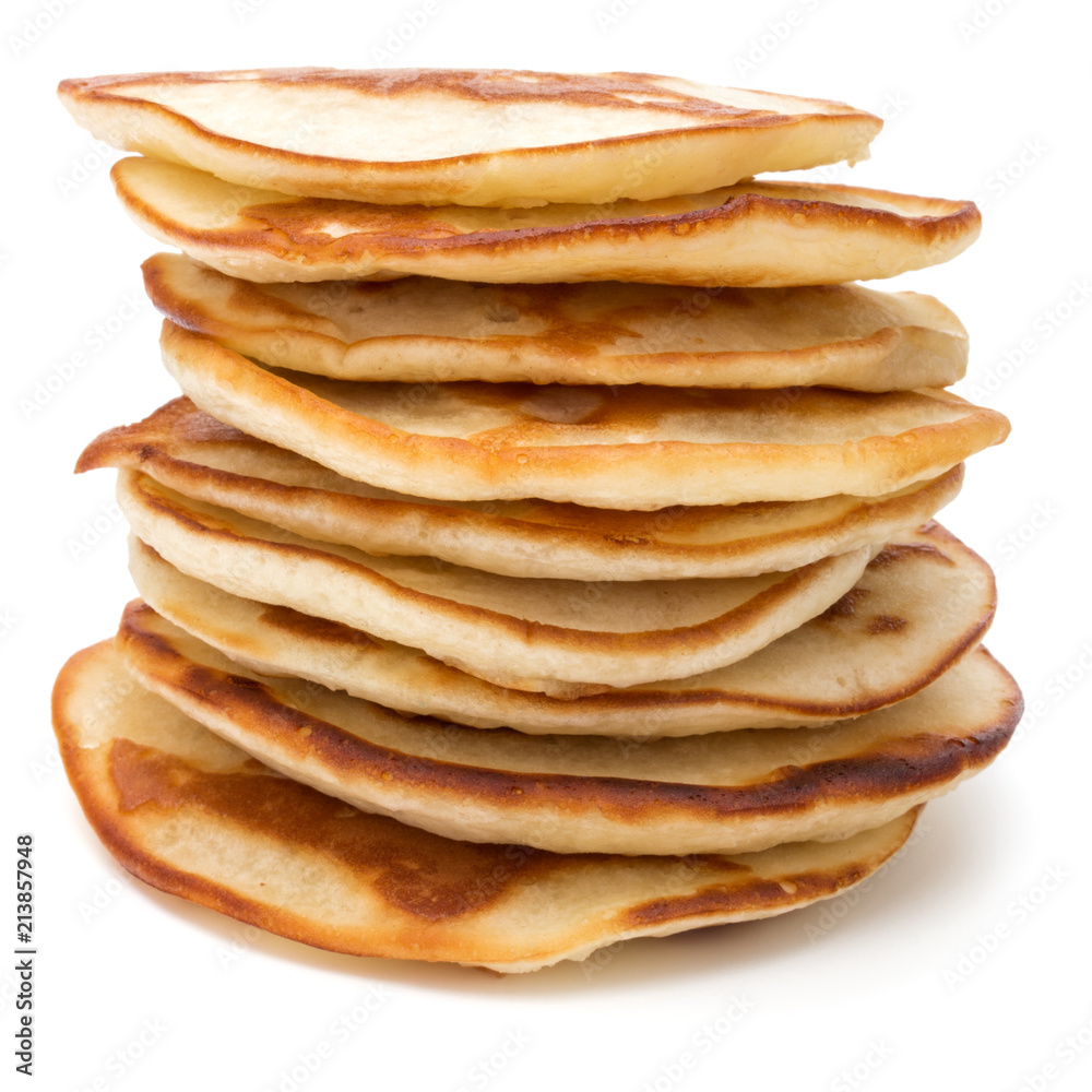 Pancakes stack on white background Pancakes stack on white background