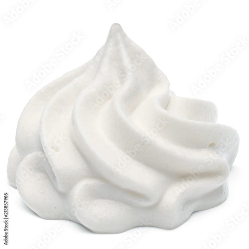 Fototapet Whipped cream swirl  isolated on white background cutout