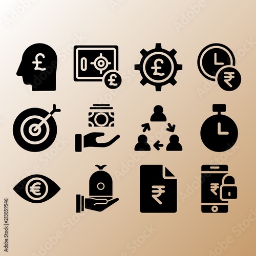 Get money, time is money and target related premium icon set