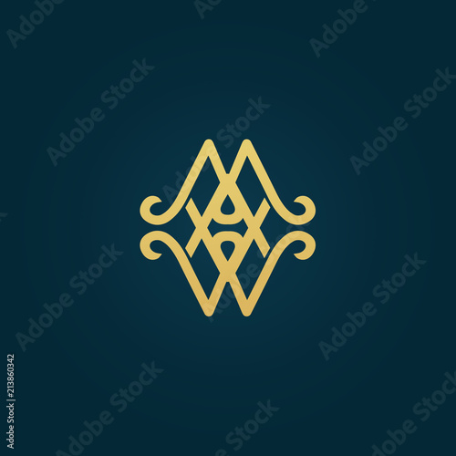 Vector celtic luxury curve logo design. Round gold ornate frame. Vintage premium design vector element.