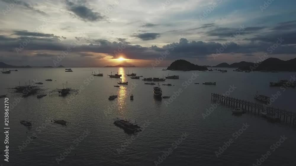 Sunset view at Labuan Bajo | Aerial shot | Tripod Sunset view at Labuan Bajo | Aerial shot | Tripod