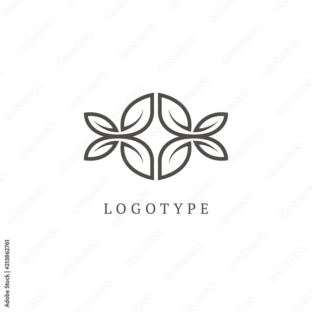 Fototapeta premium Vector floral luxury curve logo design. Leaf ornate frame. Vintage premium design vector element.