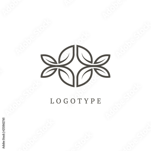 Vector floral luxury curve logo design. Leaf ornate frame. Vintage premium design vector element.