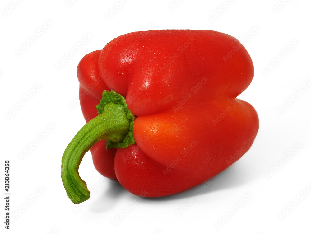 Red bell peper in horizontal position on white background Red bell peper in horizontal position on white background