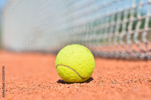 Tennis Ball on the Court with the Net in the background © nikolaborovic88