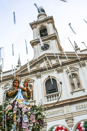 Statue of Saint Our Lady Achiropita in front of church in Bixiga neighborhood of Sao Paulo. Brazil photo