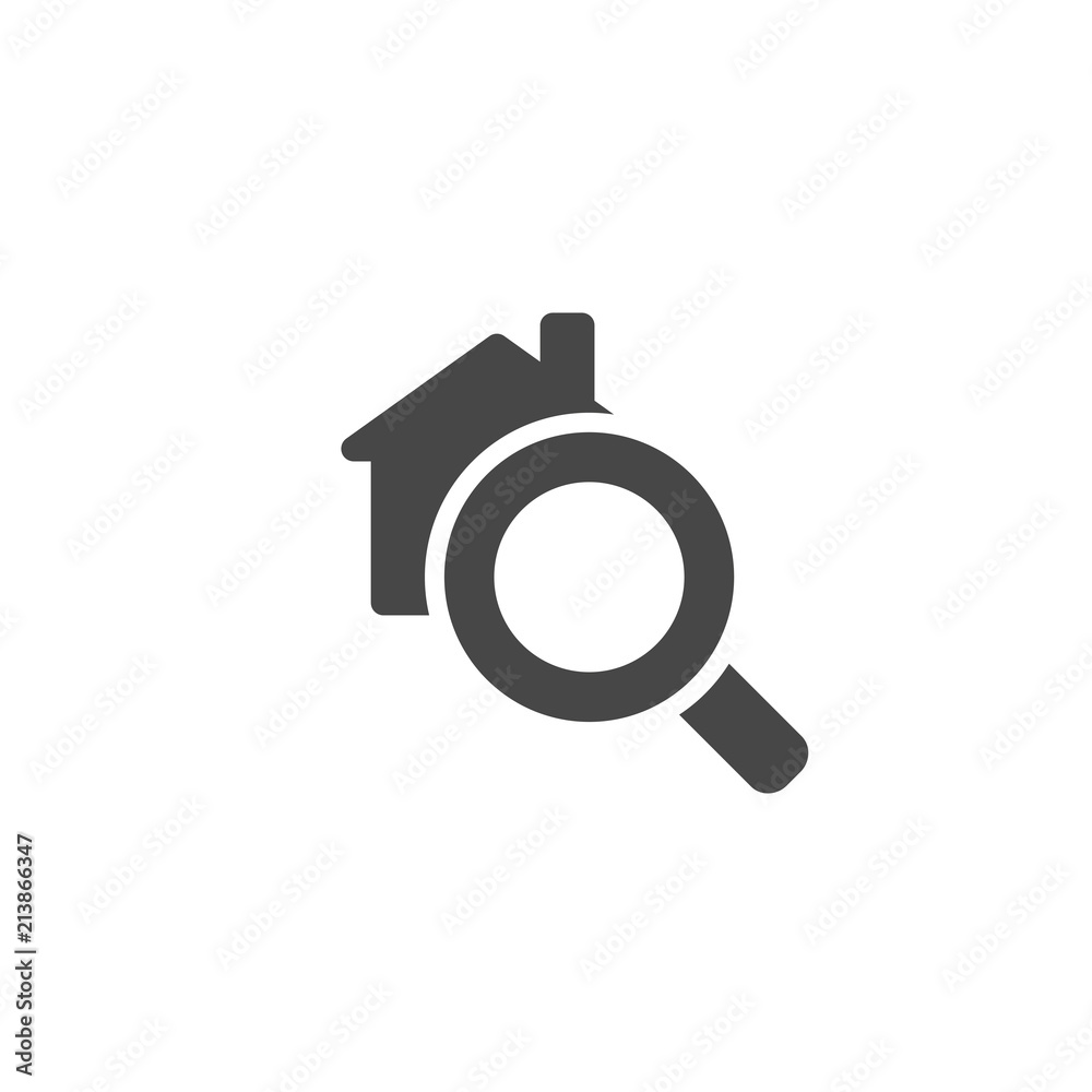 Black house with magnifying glass. Black house with magnifying glass.