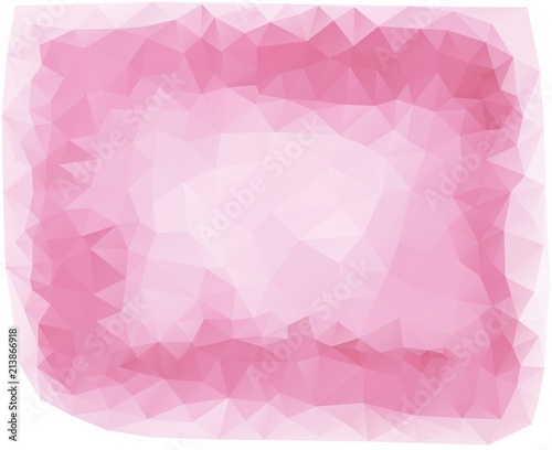Bautiful low poly triangular pink frame background The imitation of the watercolor art. Vector illustration photo
