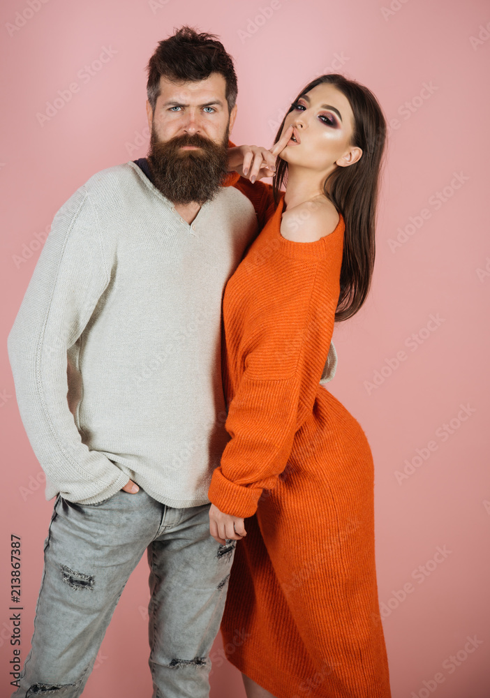 Beautiful Young Couple Posing To Photographer at New Year Studio. Christmas  Tree Stock Image - Image of father, daughter: 236877905