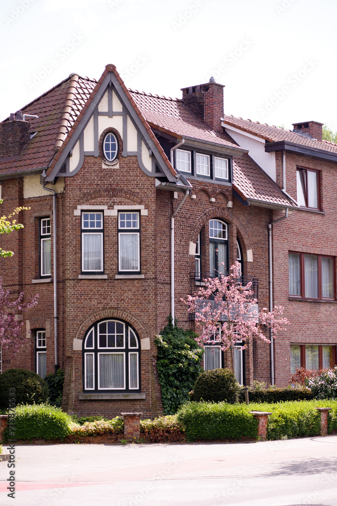 Traditional brick houses in Belgium