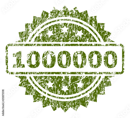 1000000 stamp seal watermark with rubber print style. Green vector rubber print of 1000000 text with scratched texture.
