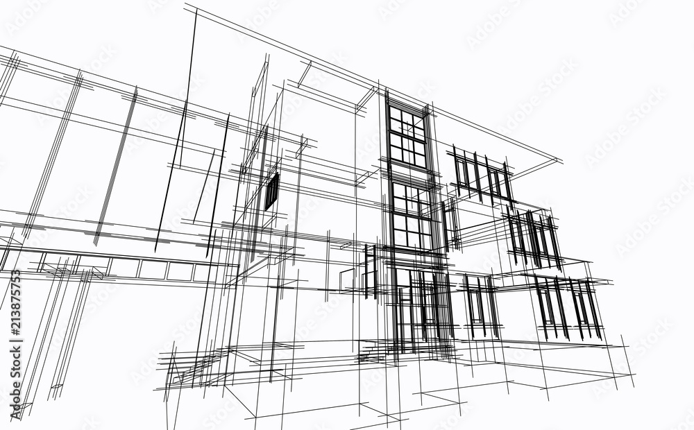 Abstract architectral drawing sketch,Illustration.