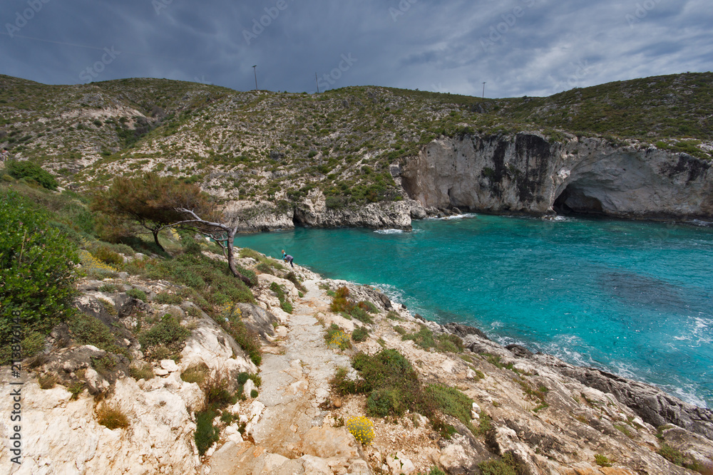 Amazing Panorama of Limnionas beach at Zakynthos island, Greece